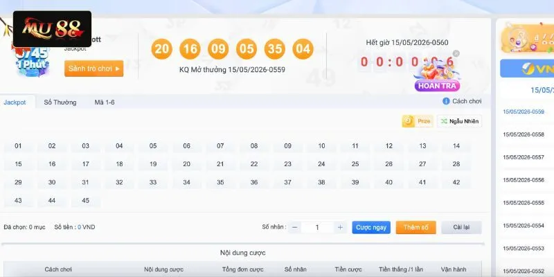 Đặt cược Jackpot Mega 6/45